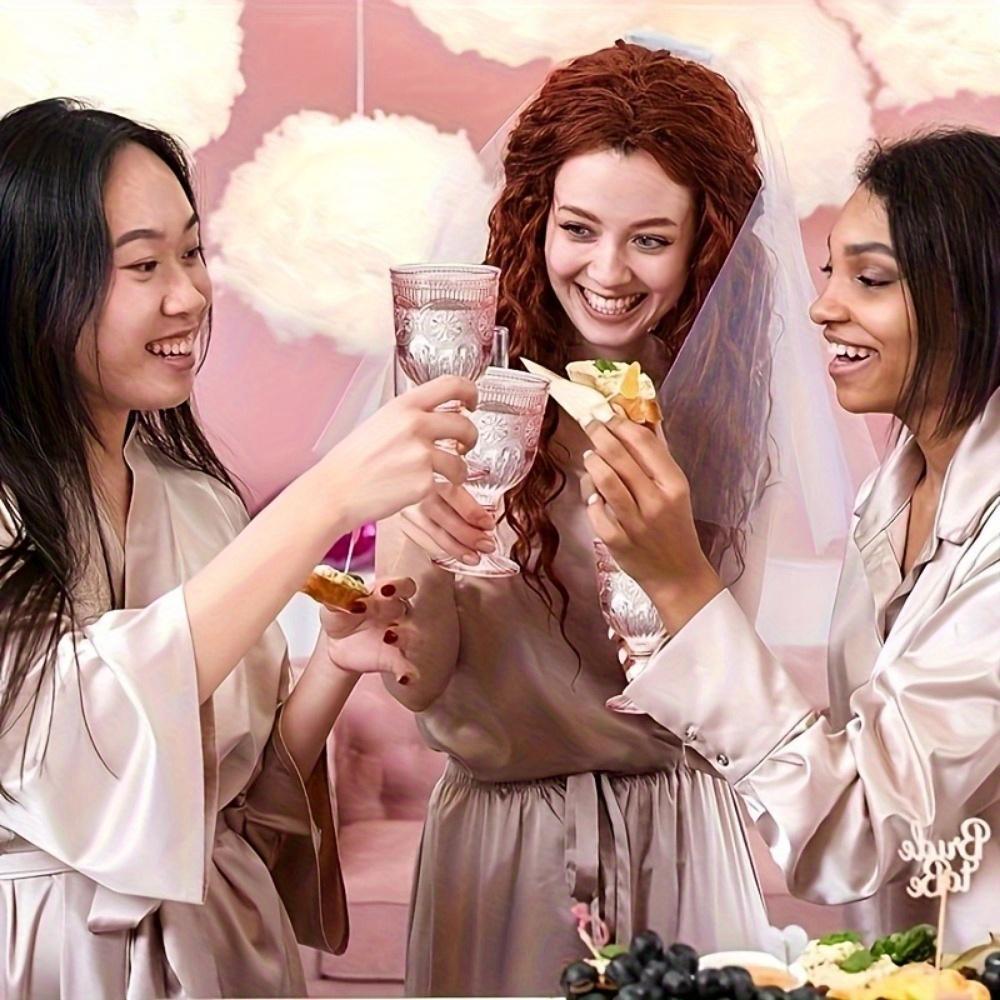 6pcs Vintage Plastic Wine Glasses with Sunflower Reliefs in Pink/ Blue, 12 Ounces, Suitable for Wedding Toasting and Party