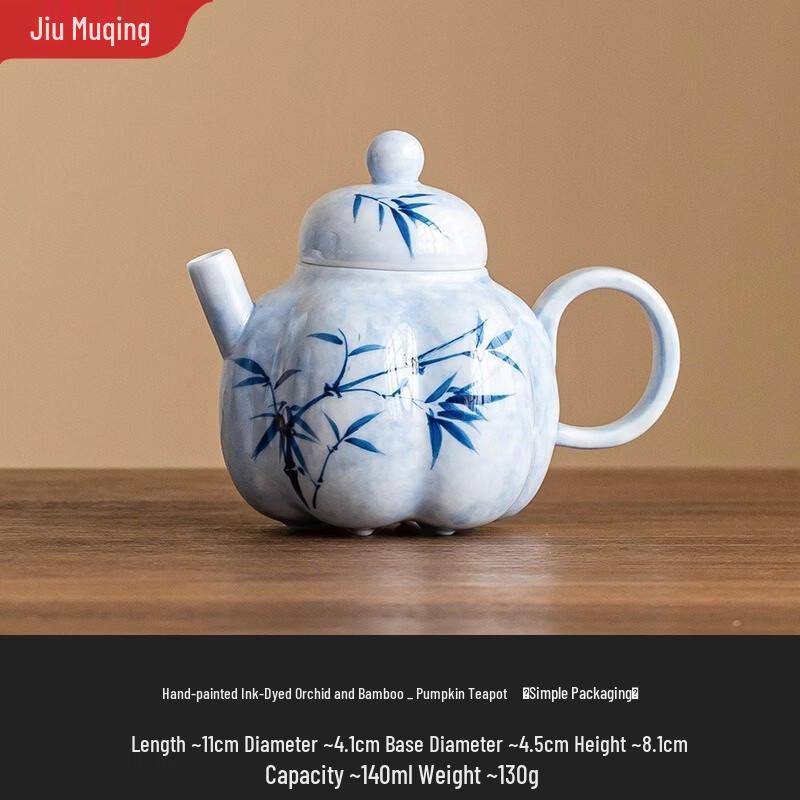 Jiumuqing Hand-Painted Ceramic Pumpkin Teapot