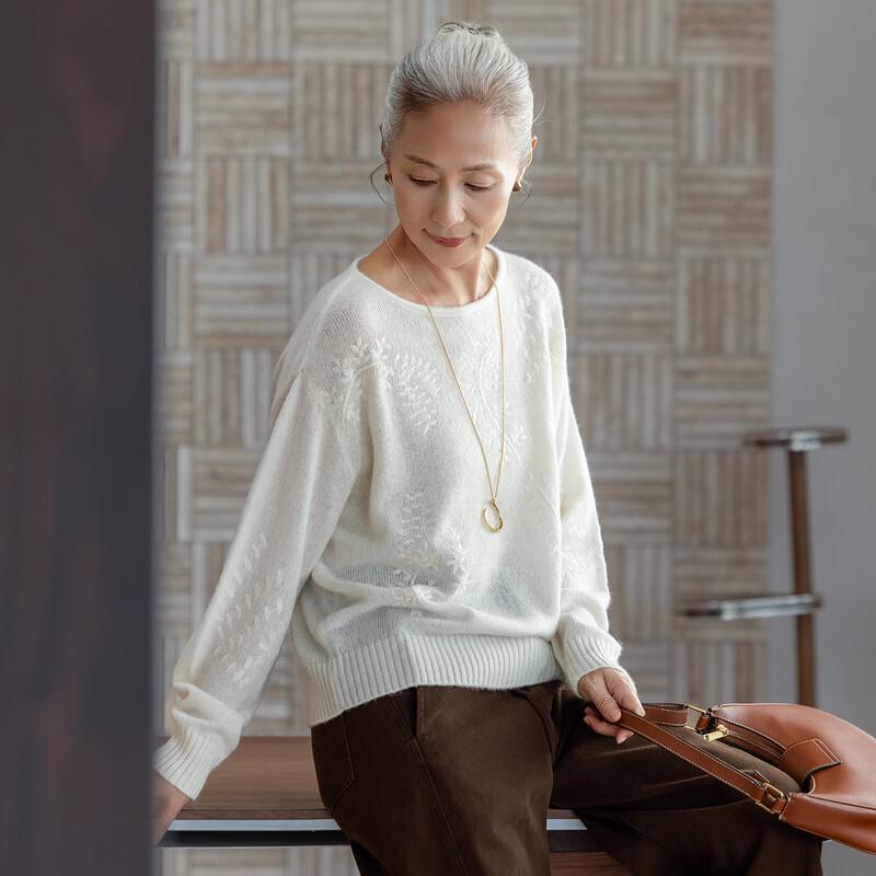 Alpaca & Wool Blend Embroidered Knit Sweater for Women