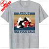 Jiu Jitsu Jesus Has Your Back Funny Christian Gift Vintage Mens TShirt Black Tops Summer Cotton Shirt Short Sleeve Streetwear