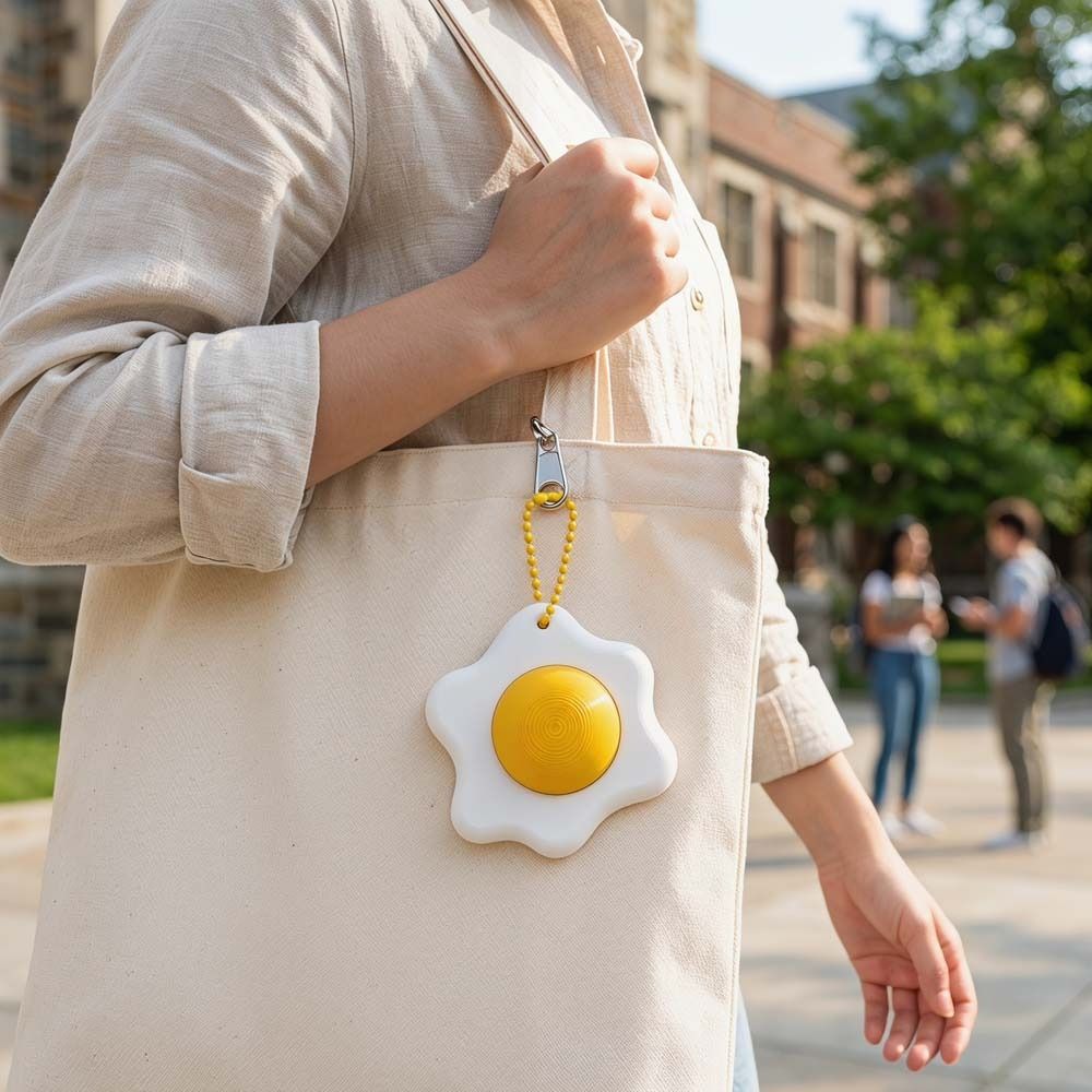 Simulation Fidget Keychain 3D Printed Finger Button Pendant Fried Egg Pendant Teens Adult