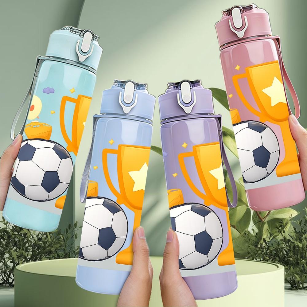 1PC Trophy Soccer Ball Winner 750ml Color Plastic Sports Water Bottle Leakproof Flip Straw Lid Suitable for Sports Office Home Use