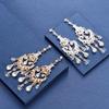 Exaggerated Crystal Golden Long-style Bridal Earrings for Wedding Ceremony and Banquet Dress Accessories