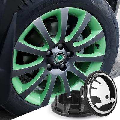 2025 New For Skoda S Fabia Rapid Superb Octavia A5 2 Kodiaq Scala VRS 4pcs 55/65mm Car Styling Wheel Center Rim Cover Badge Stic