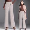 Women Autumn and Winter Straight Vintage Pants Elastic High Waist Casual Trousers