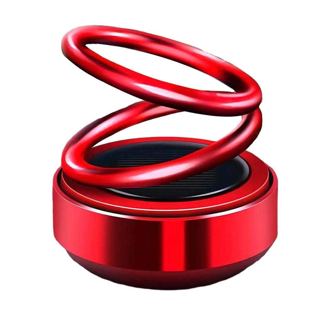 

Украшения для автомобиля с парфюмом, работающие на солнечной энергии, с двойным кольцом, вращающийся ароматизатор, высококачественные принадлежности для украшения салона автомобиля красный