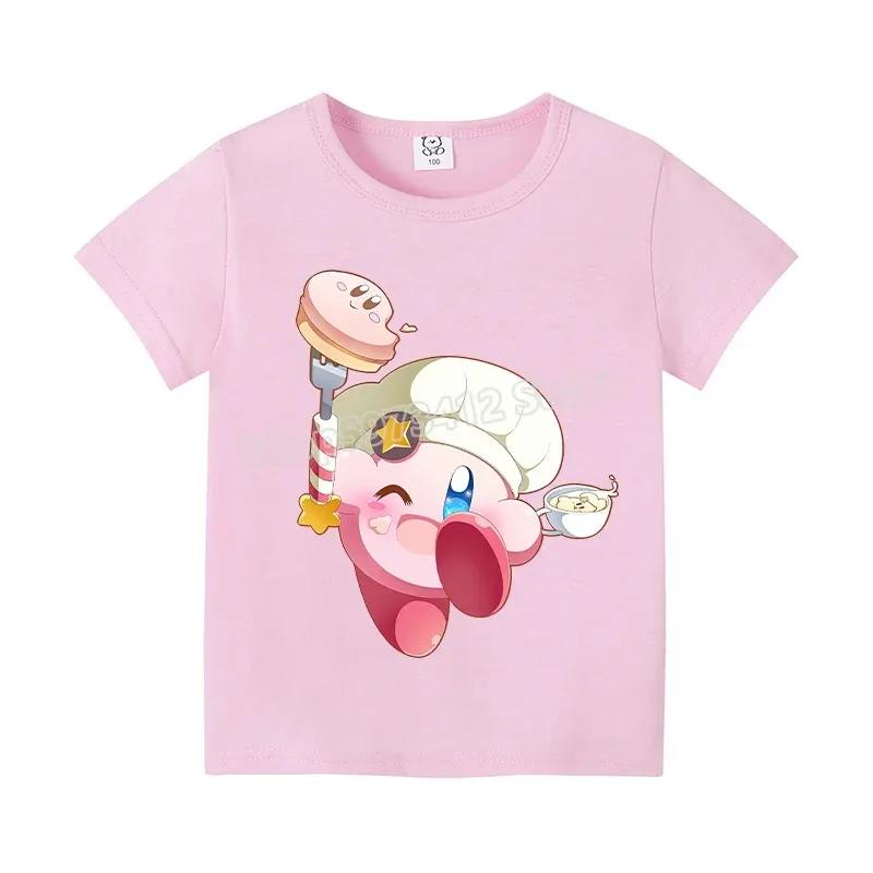 Star Kirbys Summer Short Sleeve Kid Cute T-shirt Colorful Tops Baby Cartoon Fashion Tee Kawaii Game Boy Girl Casual Clothes Gift