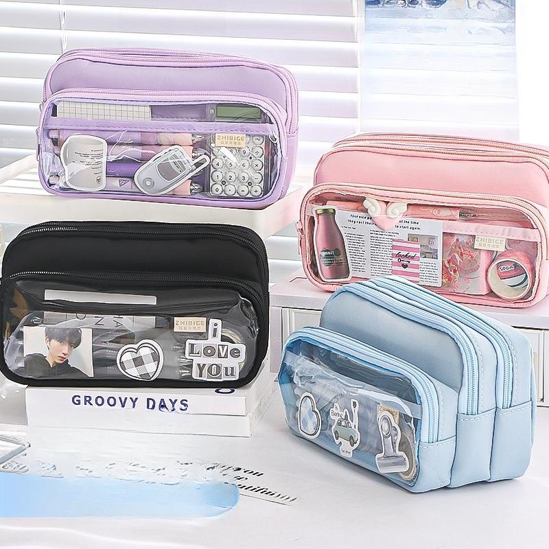 Transparent Pen Case with Large Capacity Simple Design Pencil Box with Creative and Multi Functional Features