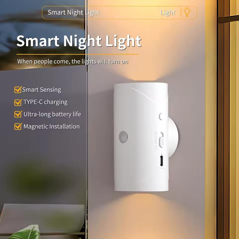 LED Motion Sensor Wall Lamp Wall Lights RGB Warmlight Home Decoration Light Up and Down Night Light Rechargeable for Stair Porch