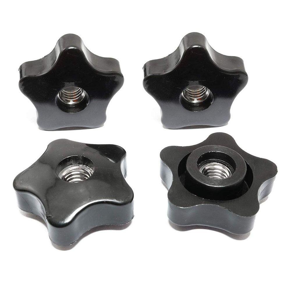 4pcs Black Five-Star Thru Knobs M8 Perforated Knob  for Saw, Lathe, Fixed Length Fixture
