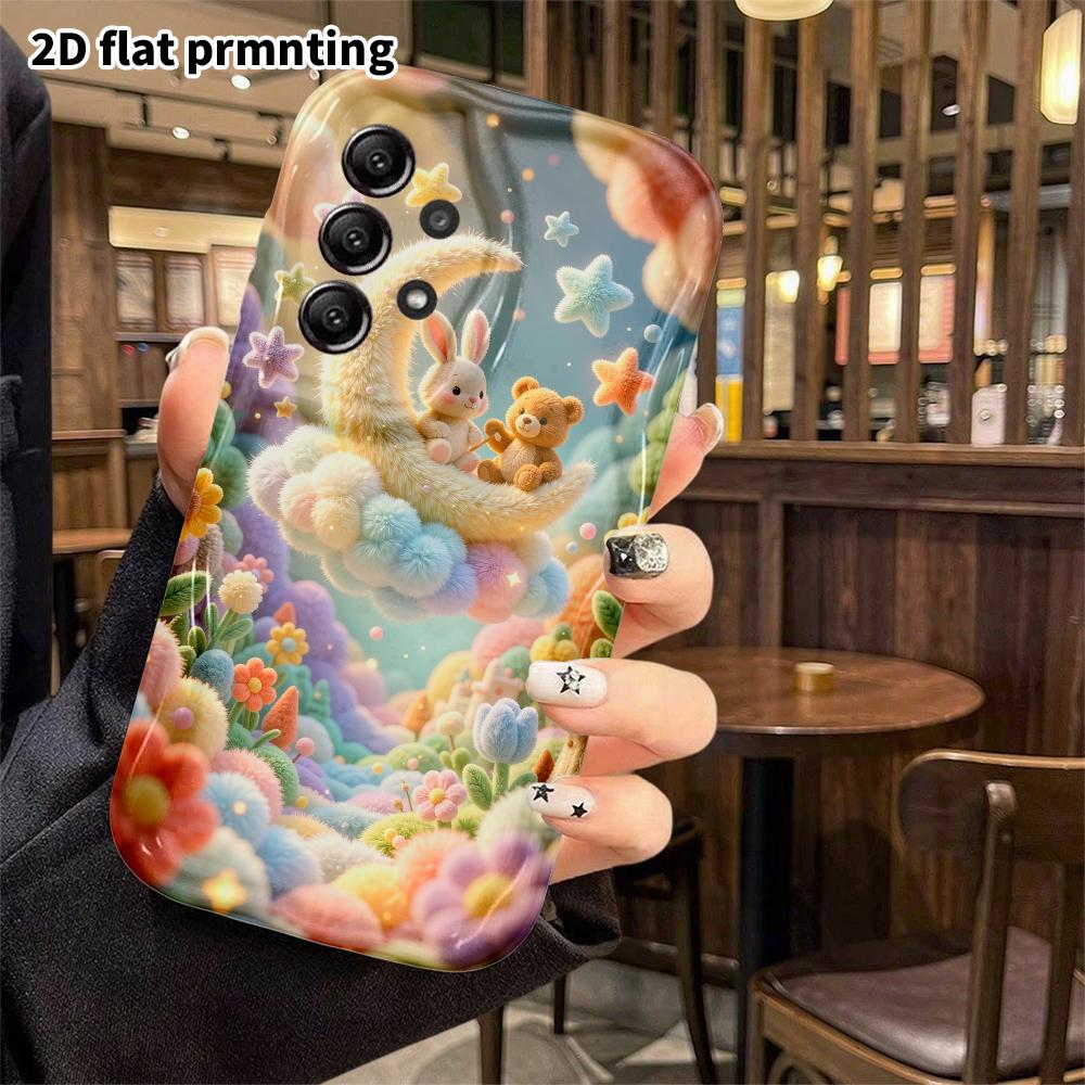 Phone Case: 2D Flat, Suitable for Samsung Galaxy A34 A35 M05 M06 S20 S22 S21 FE Plus 5G Protective Case, Star and Moon Fairy Tale, Perfect Christmas a
