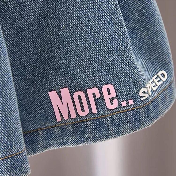 Girls' Denim Pleated Skirt Summer New A-line Half Body Skirt Children's Shorts Skirt