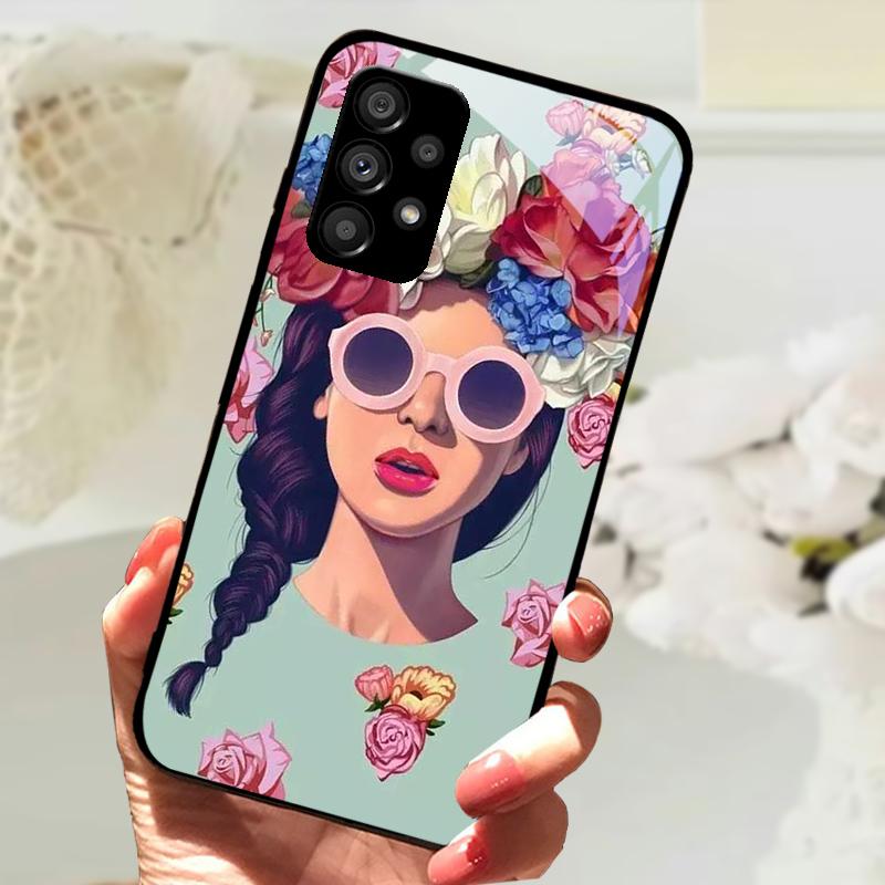 Glass Case For Samsung A13 A23 4G 5G Cartoon Tempered Glass Phone Cover For Galaxy A33 A53 A73 5G Hard PC Glass Protector Cases