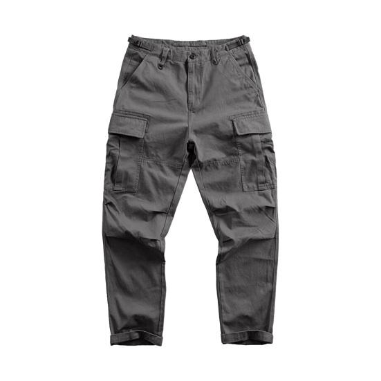 Herren Cargohose Loose Einfarbig Vintage Style High Street Style Weites Bein Gerades Bein Multi Taschen Streetwear Outdoor Reisehose