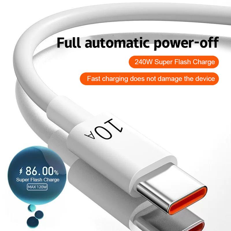 10A Fast Charging Data Cable Type-C Automatic Power Off Simple 2M Car Data Cable Suitable For Huawei Xiaomi Android Universal