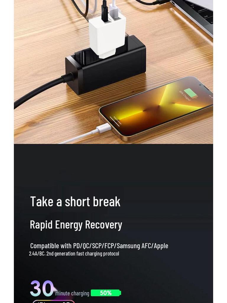 65W Gallium Nitride Dual-Port USB-C Fast Charger for Laptop & Phone
