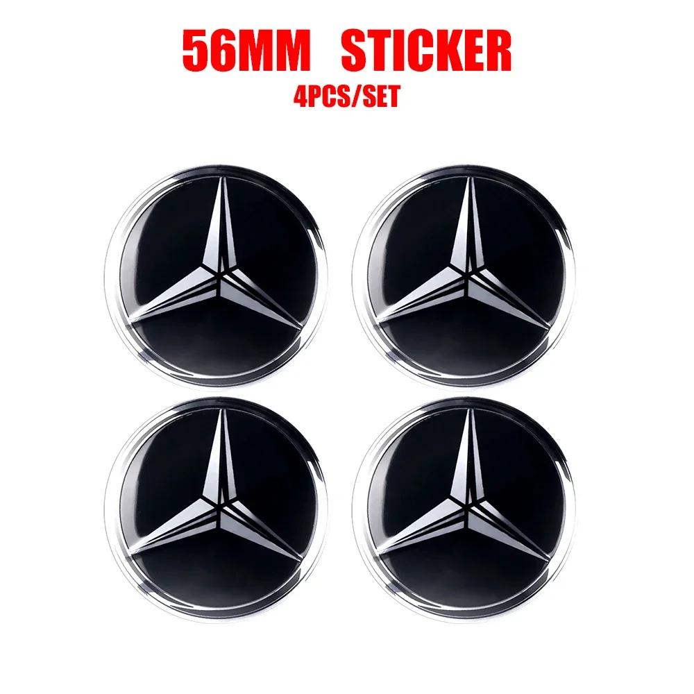 56/60/65mm Bilfelg Senterdeksel Navkapsel Resin Merke Emblemer Klistremerke Dekal Styling Auto Tilbehør Mercedes Benz AMG C260 C300
