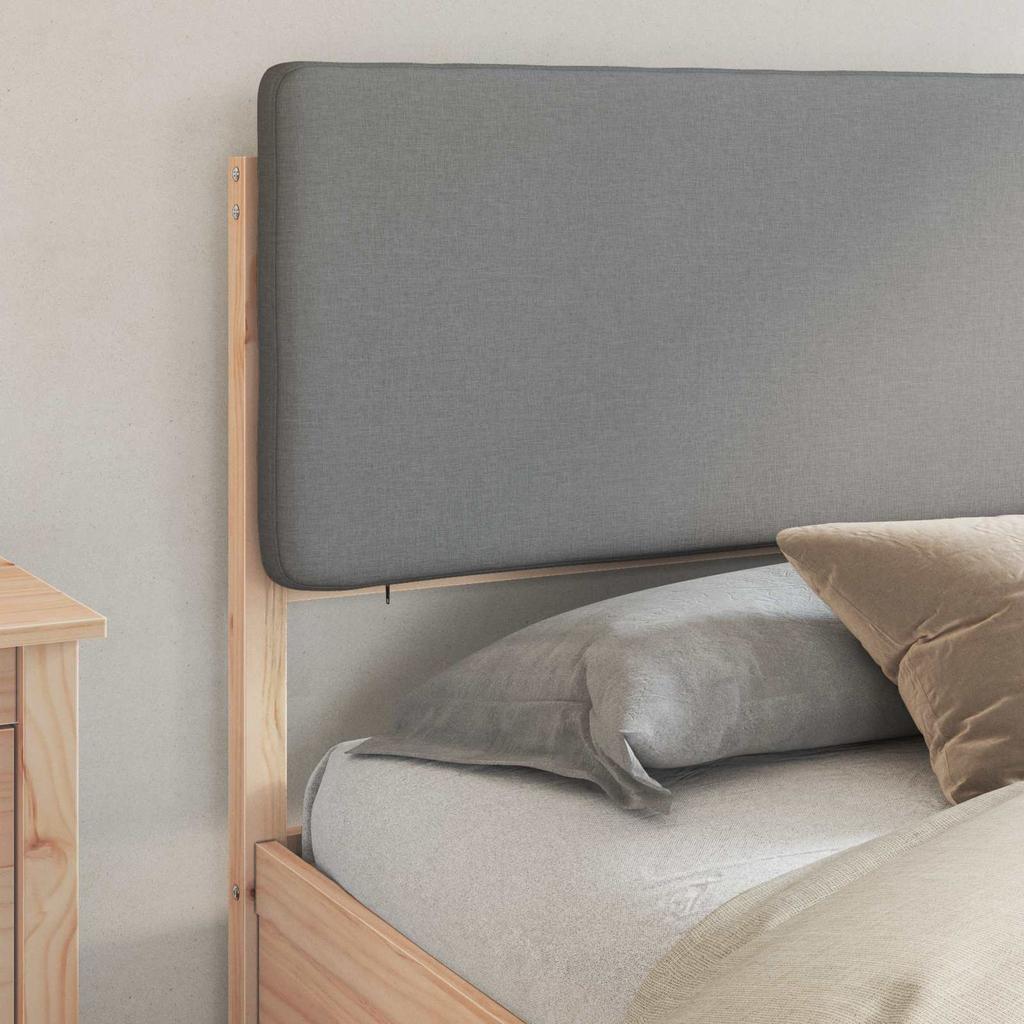Bed Frame with Upholstered Headboard Light Grey 180 x 200 cm