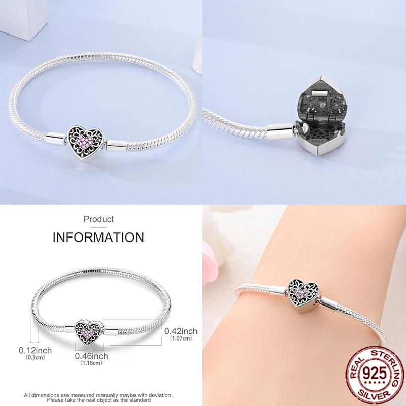 17-20CM Star Moon Bracelet 925 copper Pink Heart Clover Charms Snake Chain Luminous Bracelet For Women DIY Birthday Zircon Gift
