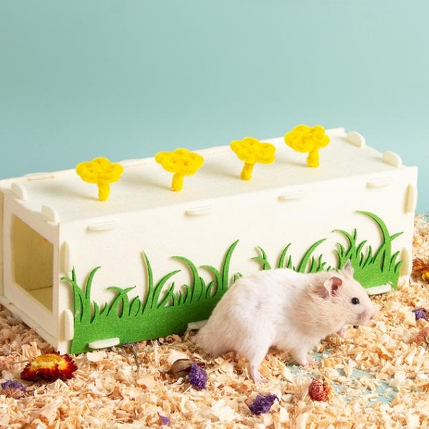 Removable Felt Flower Tunnel Hide Nest Hamster Passage Sugar Glider Hamster Golden Bear Pet Toy Indoor Small Pets Supplies
