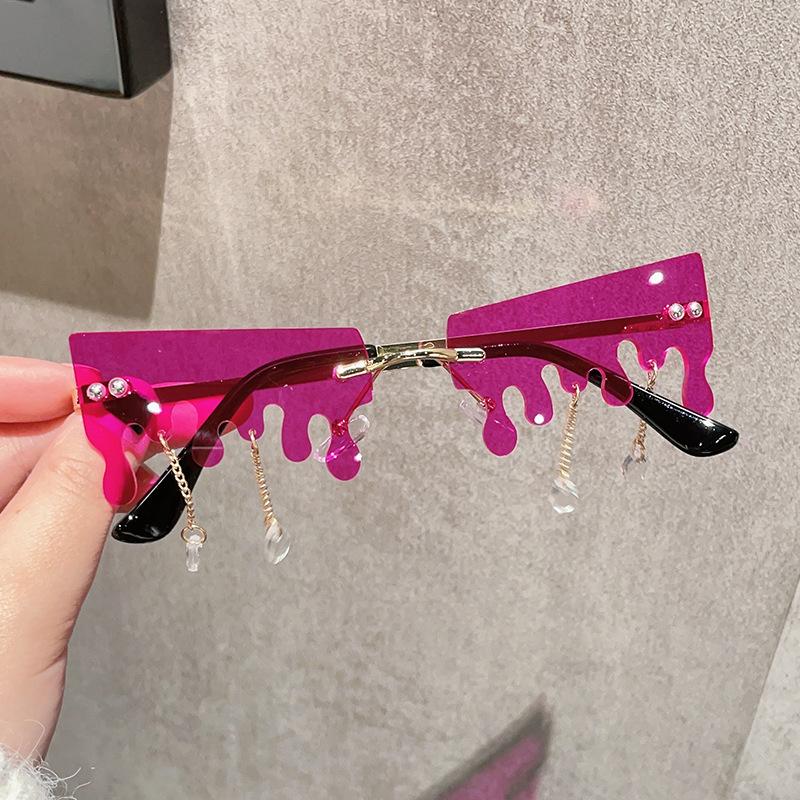 

Melting Snow Shape Women Sun Glasses Funny Style Rimless Pendant Decor Sunglasses for Women Party Performance Sunglass розы красного
