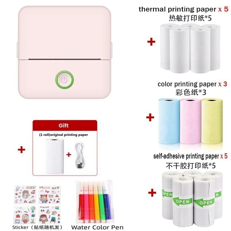 Portable Mini Printer Wireless Thermal Pocket Printers Self-Adhesive Paper for DIY Diary Stickers Quick Printing Conveniently