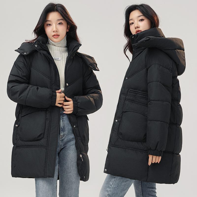 Thickened medium and long cotton-padded women's new loose large-size hooded cotton-padded jacket fashion cotton-padded jacket