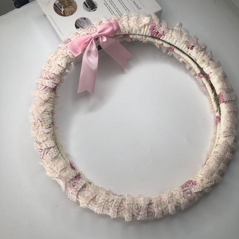 Export Car Personalized Lace Trim Women's All-Season Non-Slip Warm Sweat-Absorbent Car Steering Wheel Cover