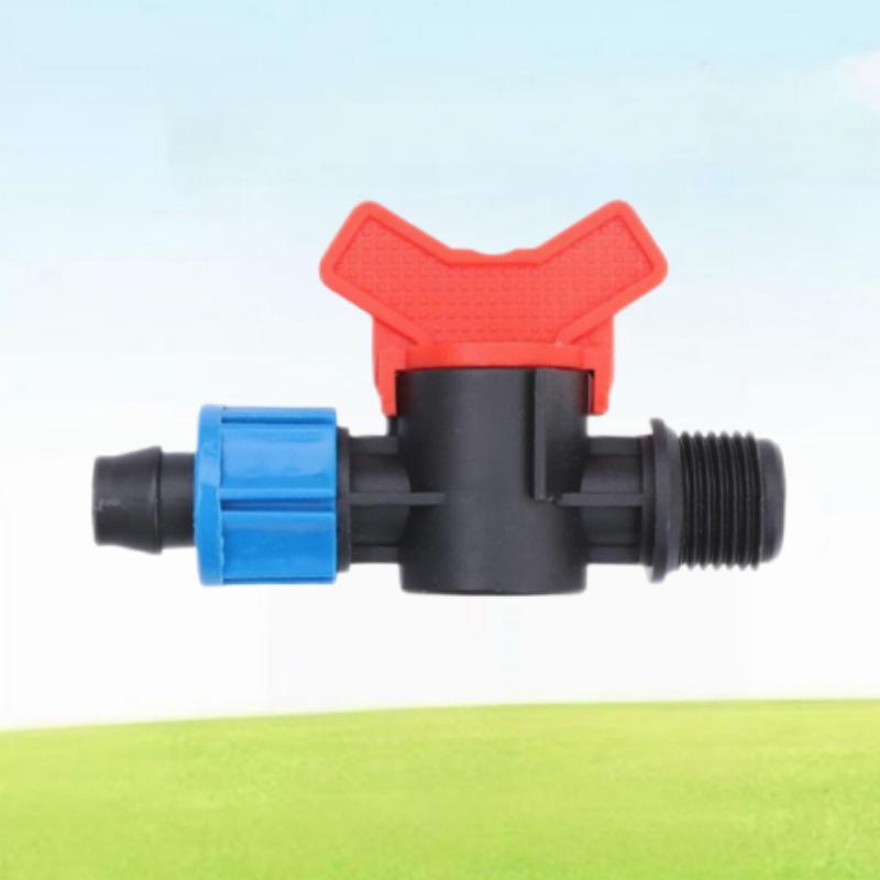 Agricultural Water-Saving Straight Valve: Lock Nut Male Thread, 16/20AK Drip Connector for Greenhouse and PE Pipes.