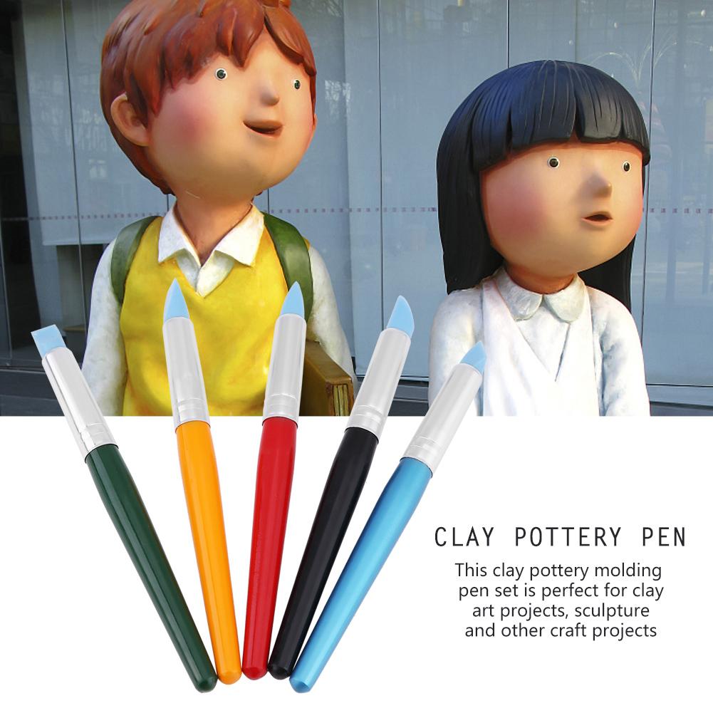 5pcsCelsiusset Silicone Soft Head Clay Pottery Moulding Pen Craft Tool (Large)