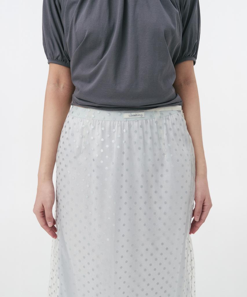 Ohesio Sheer Dot Midi Skirt, Cream