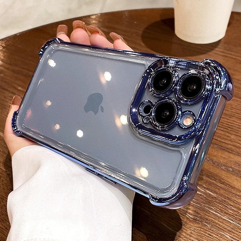 Luxus galvanisierte transparente Handyhülle für iPhone 14 13 12 11 Pro Max Plus X Xs XR Max Stoßstange stoßfeste klare Hüllen Abdeckung