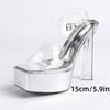 Women's Transparent One-Strap High-Heeled Crystal Slippers, Outer-Wear Casual Shoes, Sizes 5-11 US, LFD-3640-1