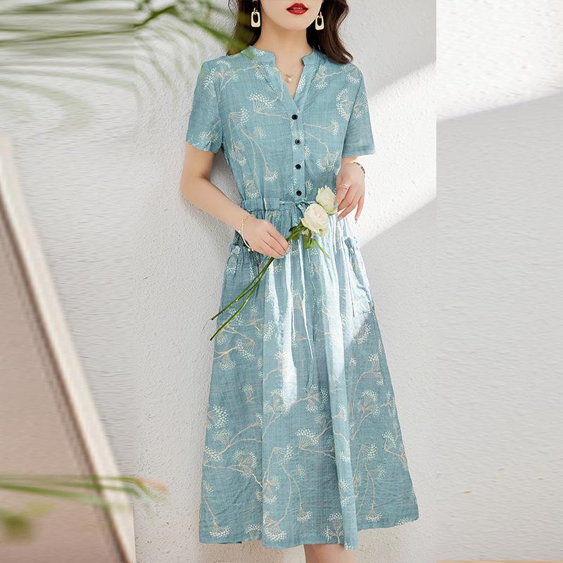 Floral Cotton & Linen Dress - 2025 New Summer Collection for Sophisticated Women
