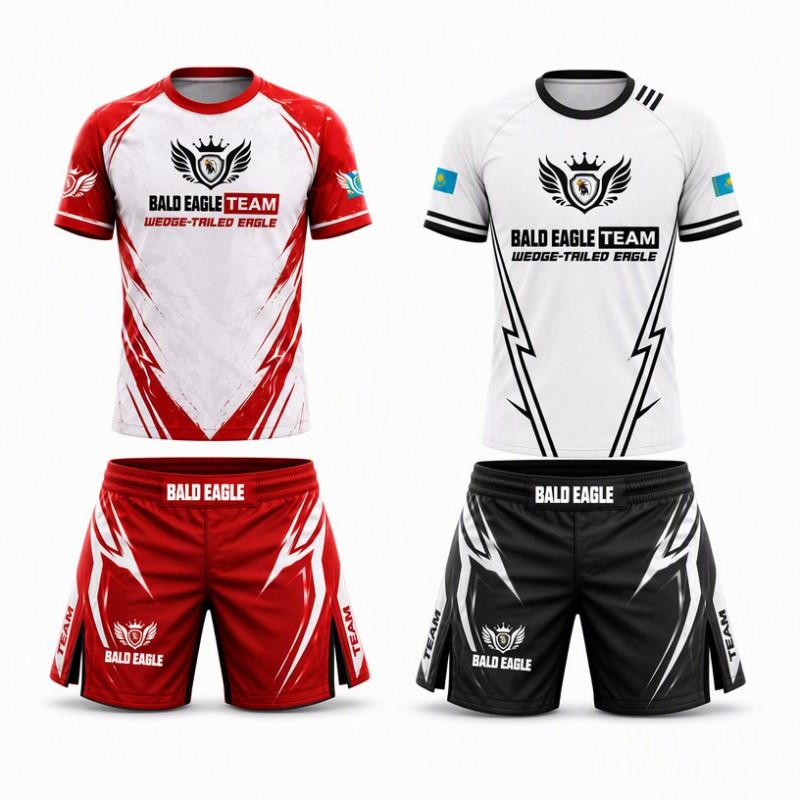 Mens Quick Dry Breathable Cycling Jersey Set MMA Boxing Training Suit Muay Thai Fighting Shorts