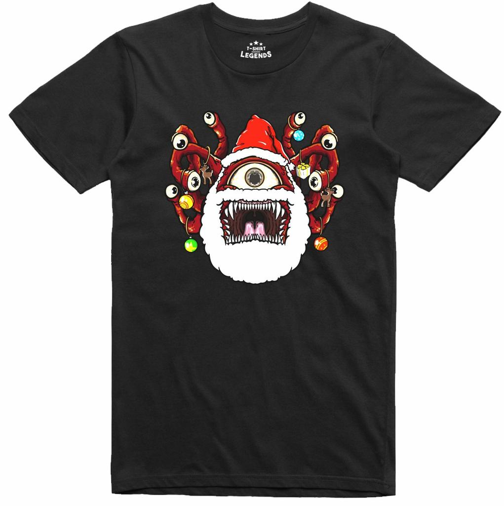 Christmas Beholder T Shirt Santa Dungeons Dragons Role Playing Regular Fit