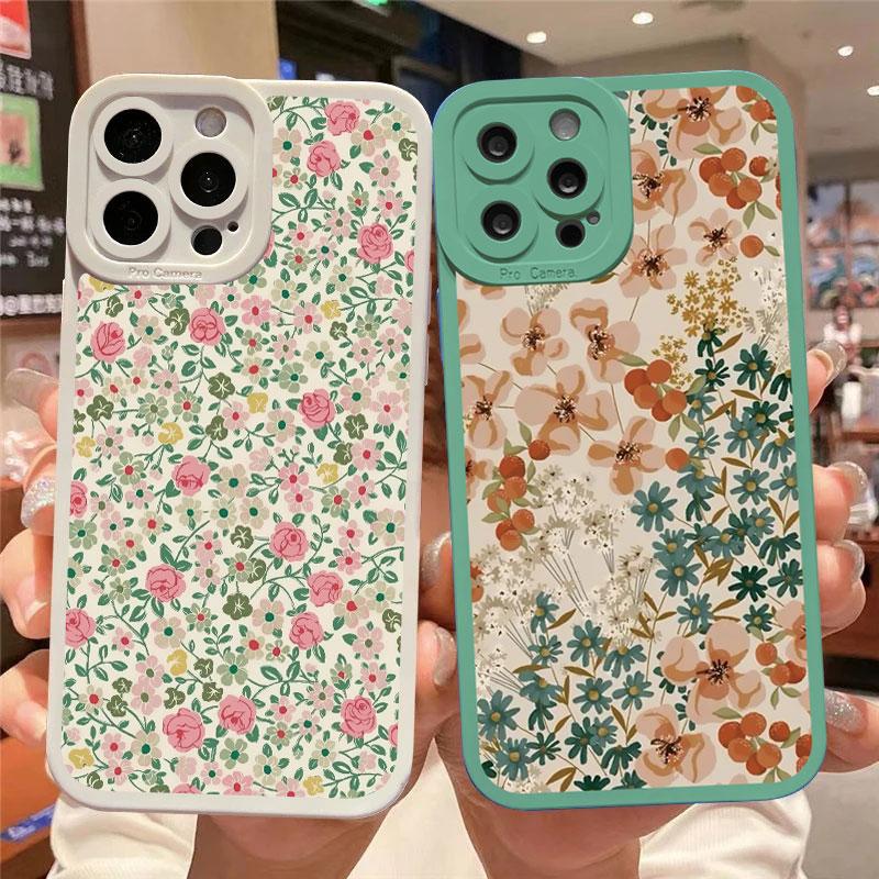 Fashion Luxury Flower Floral Funda Case for Iphone 14 Pro Max Plus 13 12 11 Pro Max XR X XS 8 7 Plus SE 2020 Soft Silicone Shell