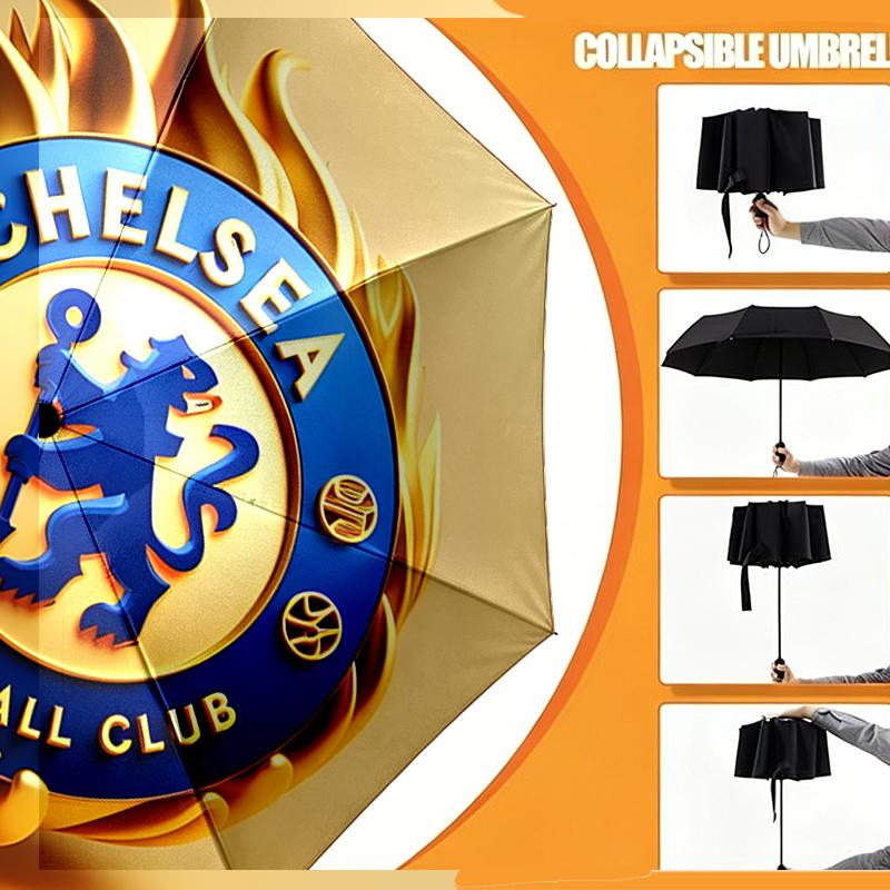 football club F.C Print Umbrella Automatic Opening/ Closing - Portable Foldable Design - Daily use for Travel/Outdoor - Gift for Birthday
