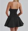 2024 Autumn/Winter Tube Top Bow Skirt - Sweet Style Solid Color Dress