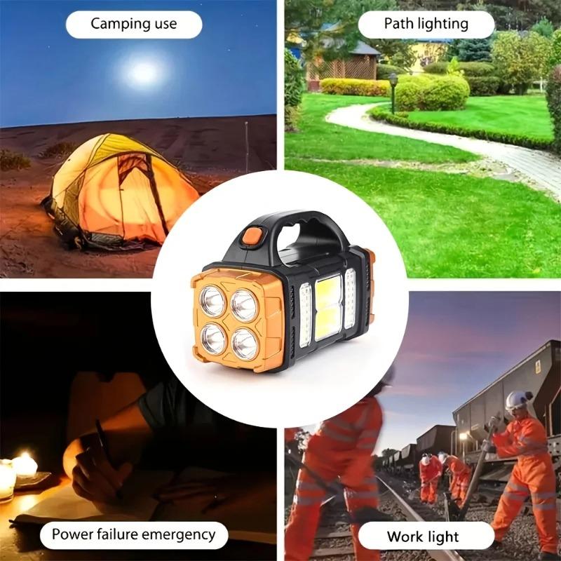 Portable Powerful USB Charging Flashlight Solar LED Light 4 Gear Mode Lighting for Outdoor Camping Tourism Climbing and Hiking