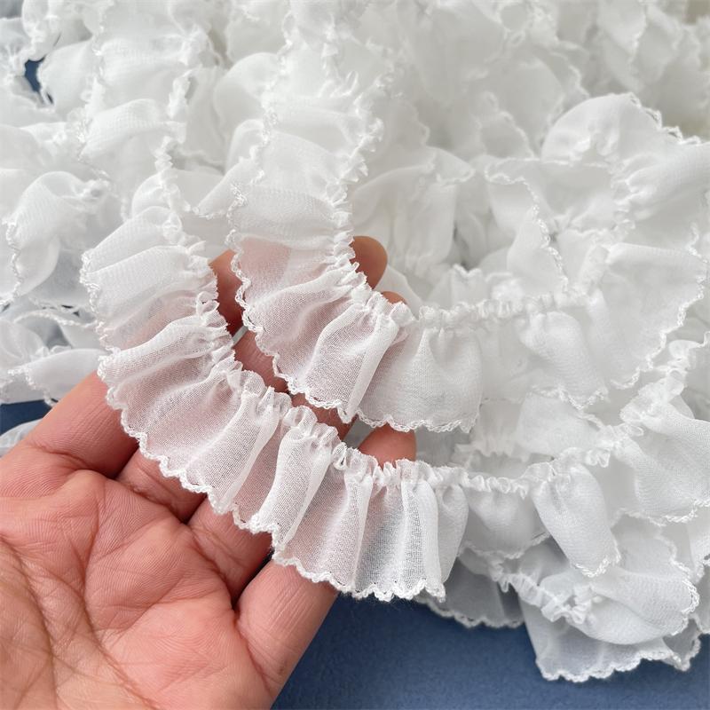 2 Meters 2.5cm wide Ivory Ruffles Lace Trim Dress Skirt Decoration Lace Accessories Lace Ribbon