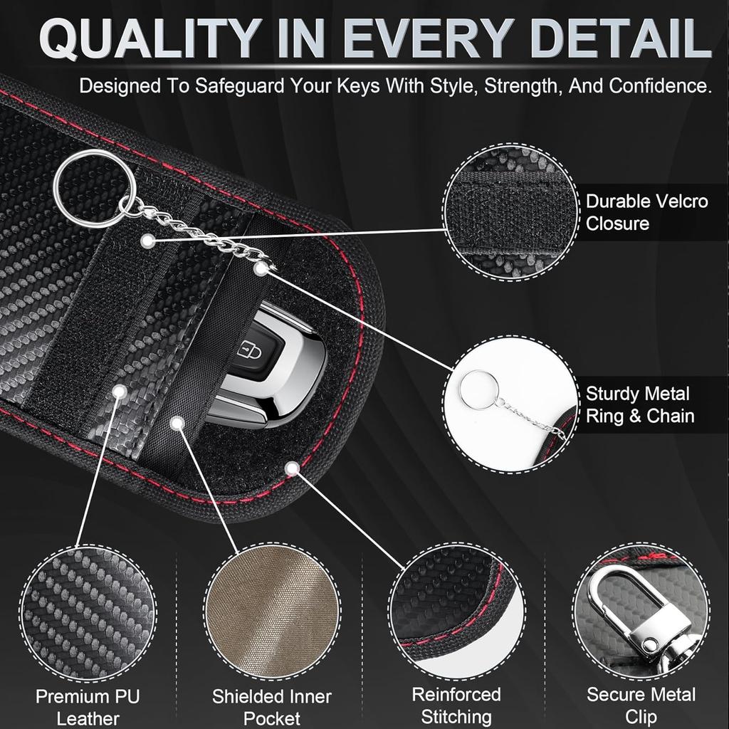 LivTee Faraday Key Fob Protector, RFID Blocking Faraday Bag for Car Keys (3.15'' × 5.12''), Anti-Theft Signal Blocking Pouch for Key Fob Security (2