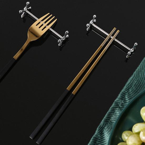 Metal Chopstick Rest Cutlery Rest Reusable Chopstick Stand Dining Utensil Rest Prevents Rolling for Spoons Forks Dining Table Home Party Wedding Use