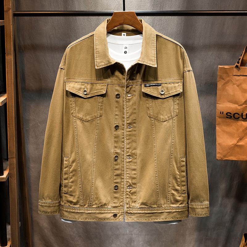 Herren Oversized Relaxed Fit Jeansjacke für Frühling/Herbst Übergröße Schlichte Reversjacke für kräftigere Figuren