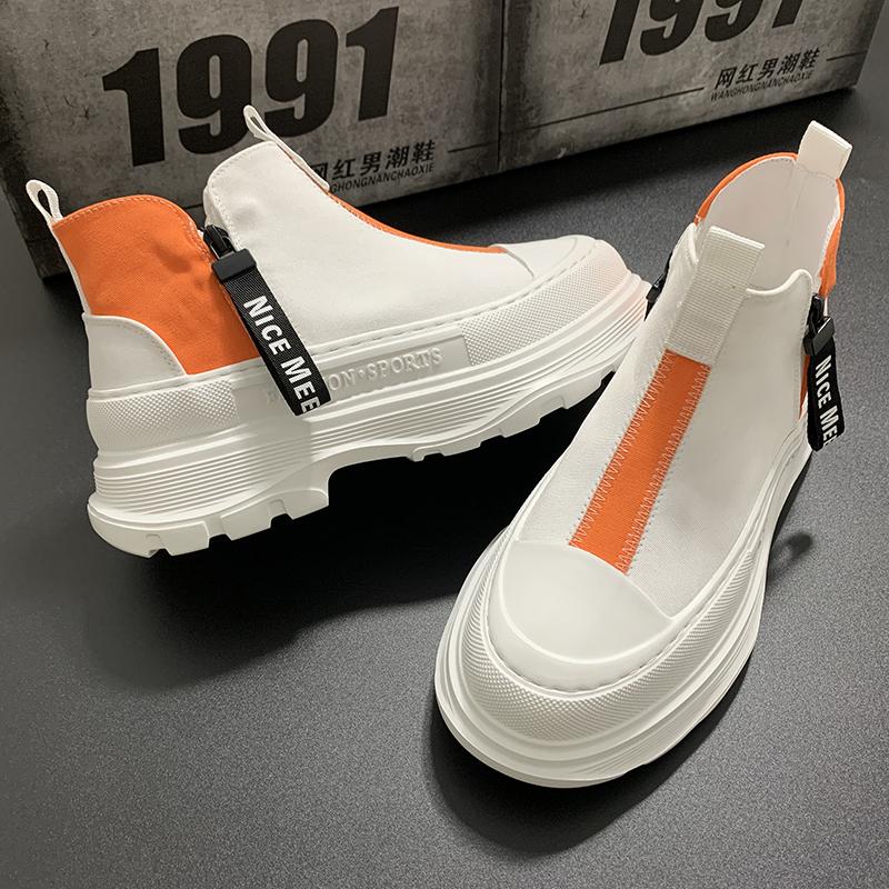 Canvas high-top summer breathable thick-soled muffin board shoes heightening sports and leisure trendy shoes