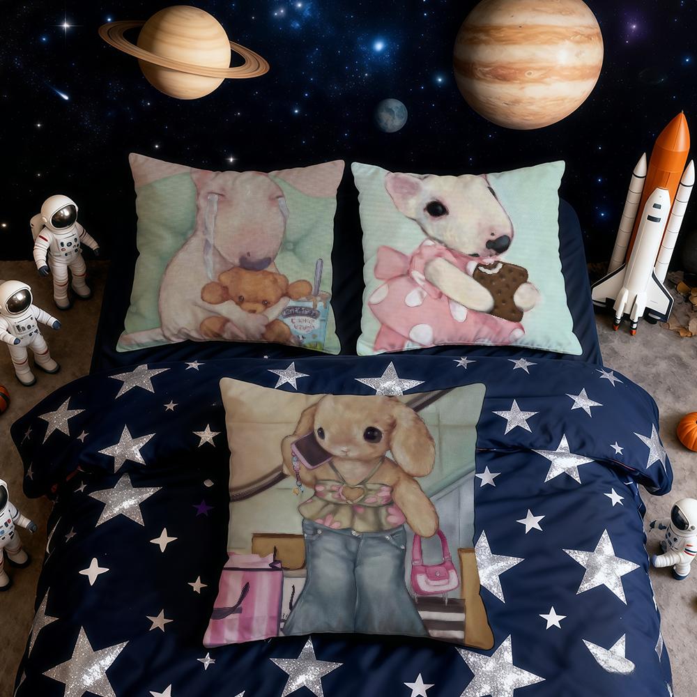 Cute Animal Oil Paintings cushion cover Home Office Convenient Nordic Simplicity Hit With Zipper Cushion Cover