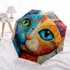 0106 Colorful Cat  pattern, automatic folding umbrella, portable and foldable design, 8 ribs, a Christmas or birthday gift.