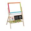 GINGER HOME – Chevalet enfant 3-en-1 en bois : tableau noir, tableau blanc magnétique + rouleau papier, accessoires