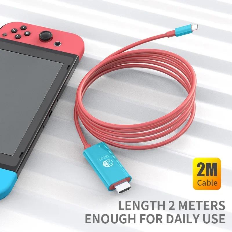 4K/1080P Type C To HDMI Cable with 100W PD Charging - Plug & Play for Nintendo Switch MacBook Laptop Tablet Mobile Phone