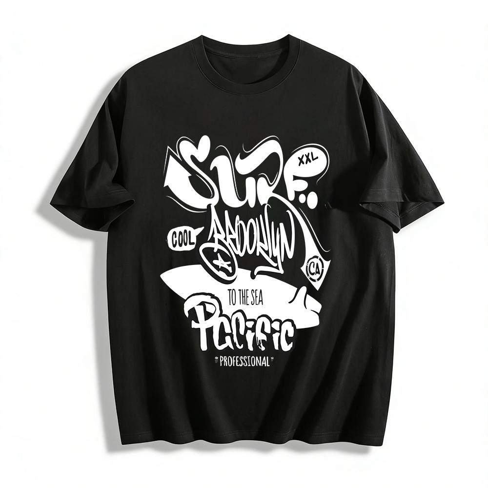 

Street Graffiti Print Casual Top To The Sea Pacific Size XXL Pure cotton T-shirt XXS